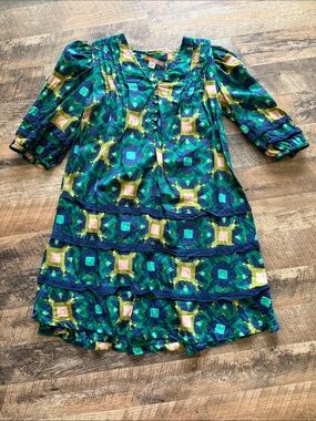 Briton Court Green & Blue Printed Dress